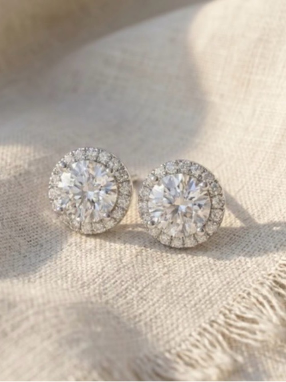 Halo Round Cut CZ Stud Earrings
